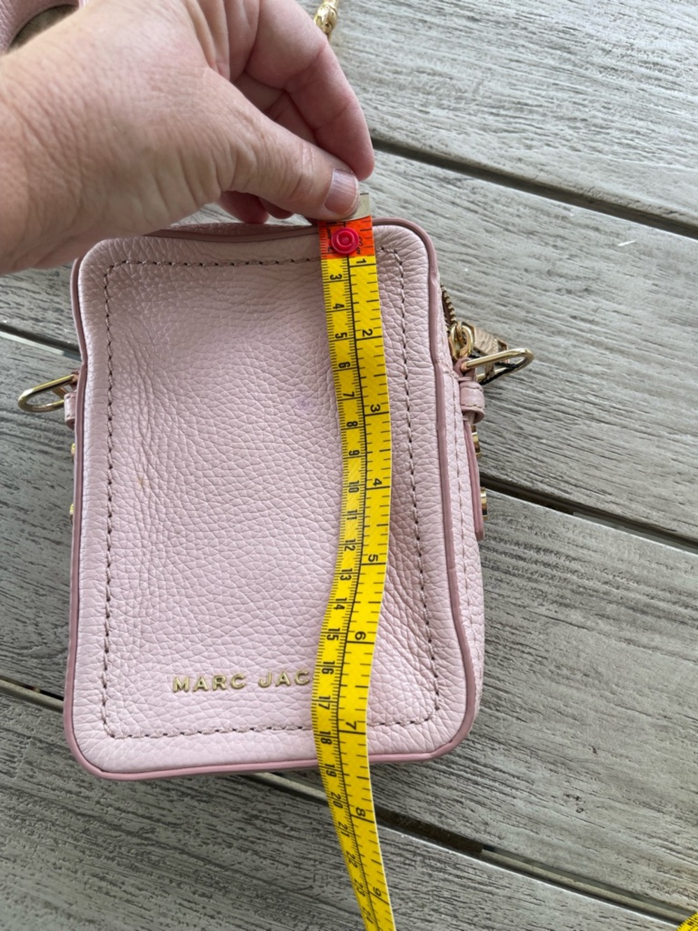 Marc Jacobs North South Pink Peach Whip Pebbled Leather Crossbody Mini Bag NWT - Picture 6 of 8